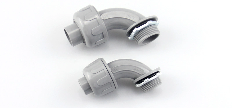 1" 90 Degree Non Metallic Liquid-Tight Flexible Wire Conduit Connectors Waterproof Electrical Conduit Fittings